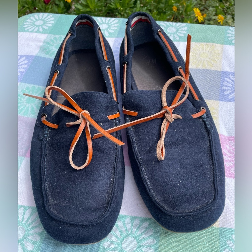 H&M men’s loafers blue size 10 faux suede look excellent condition
